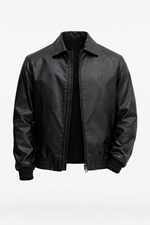 Men’s Black Classic Leather Bomber Jacket