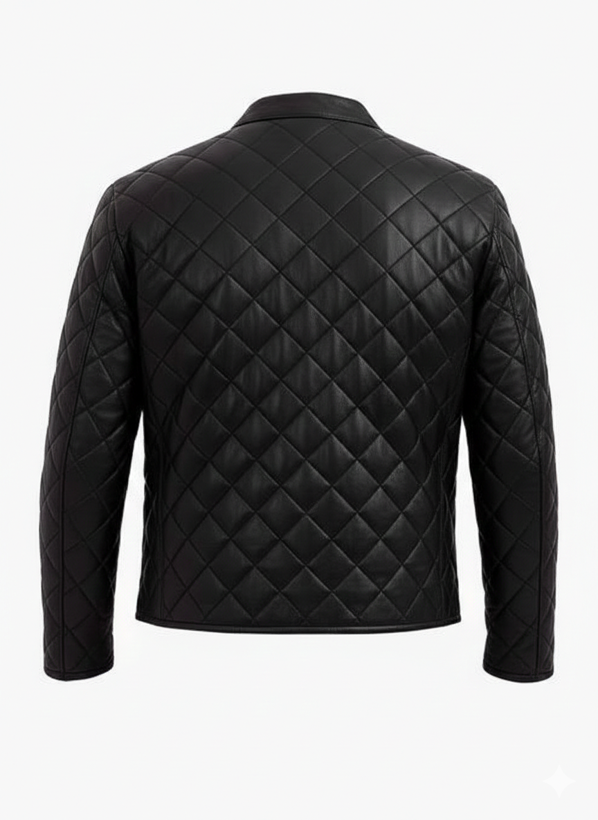 Men’s Diamond-Quilted Leather Racer Jacket