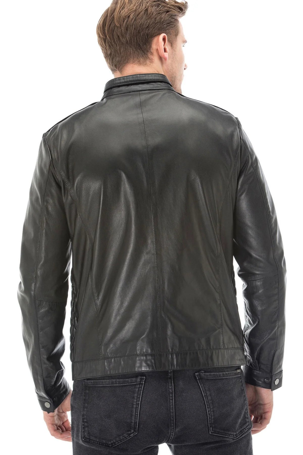 Clark Black Quilted Leather Jacket For Men