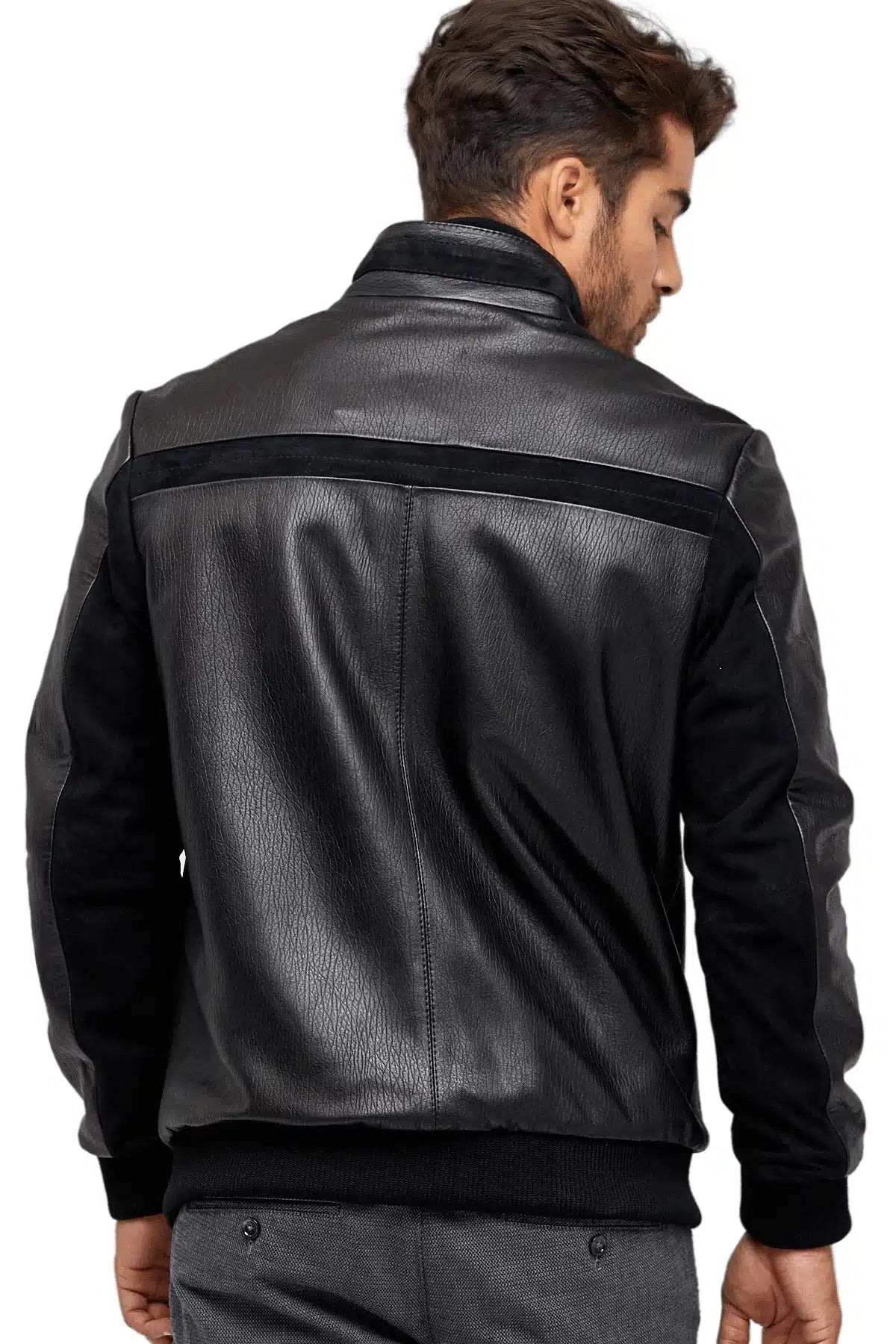 Mark Black Bomber Leather jacket For Men
