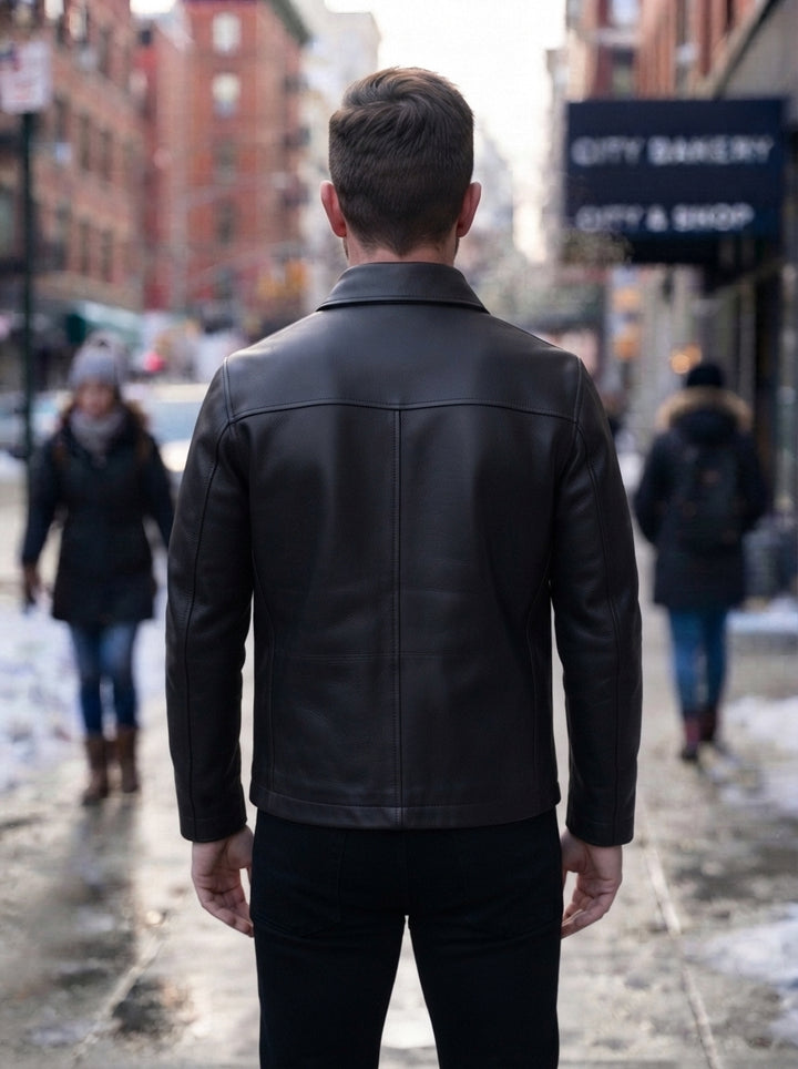Men’s Black Contrast Stitch Utility Jacket