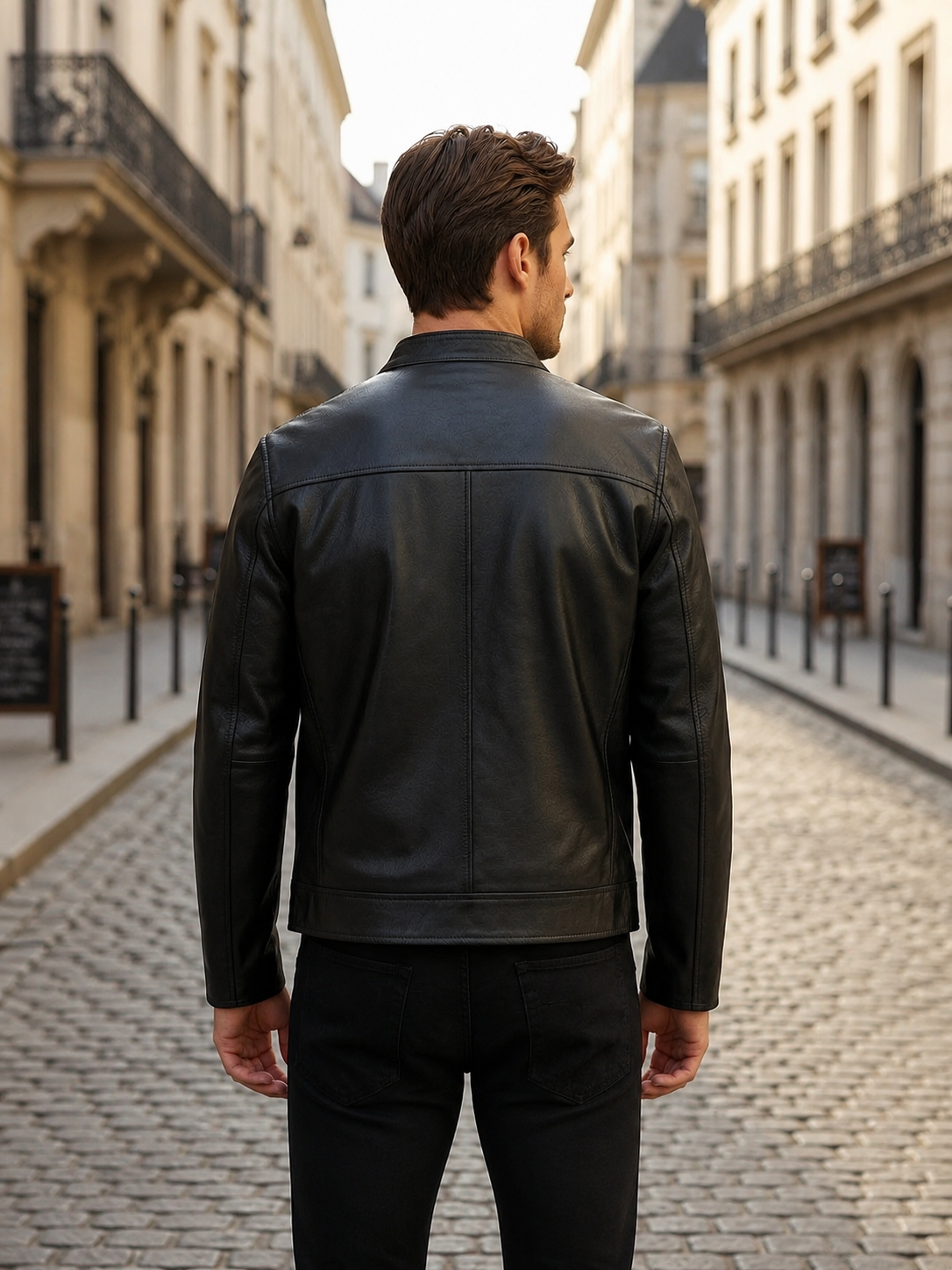 Men’s Black Leather Harrington Jacket