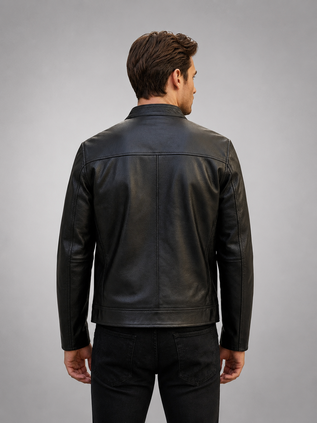 Men’s Black Leather Harrington Jacket