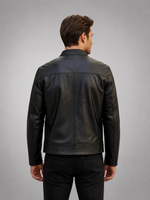 Men’s Black Leather Harrington Jacket