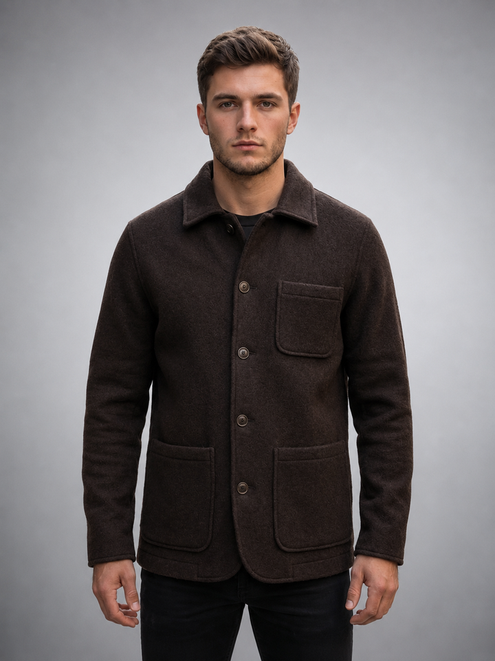 Men’s Premium Dark Brown Leather Chore Jacket