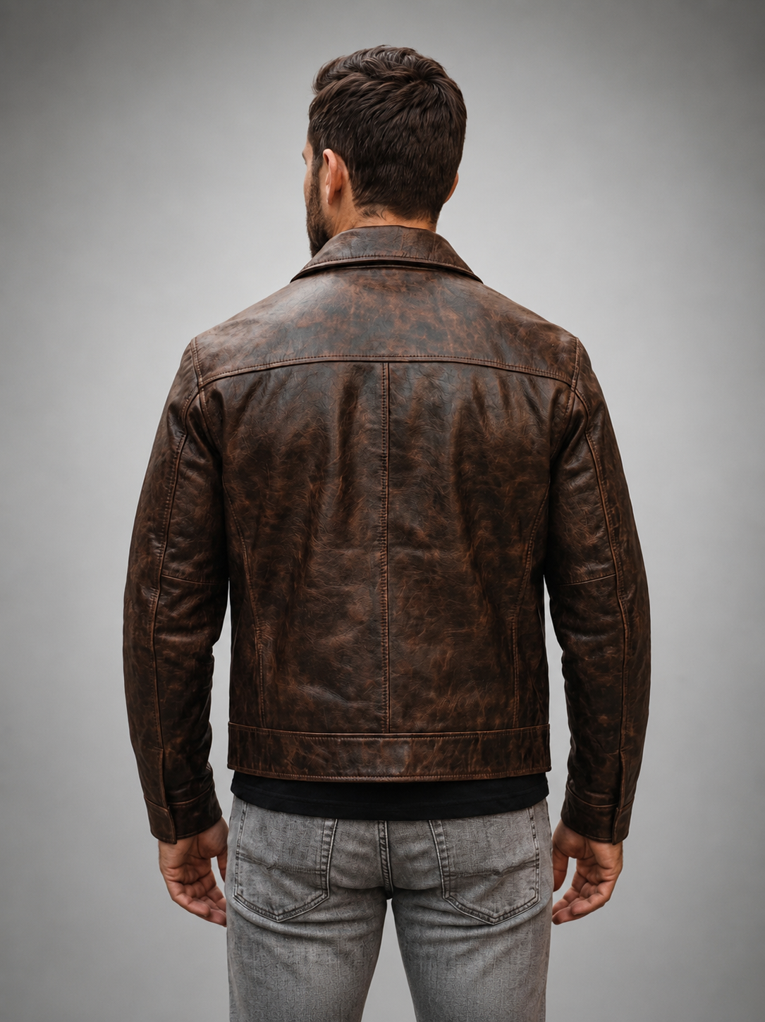 Men's Vintage Distressed Brown Leather Jacket