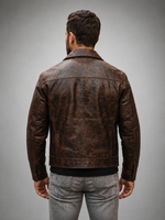 Men's Vintage Distressed Brown Leather Jacket