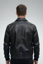 Men’s Black Classic Leather Bomber Jacket