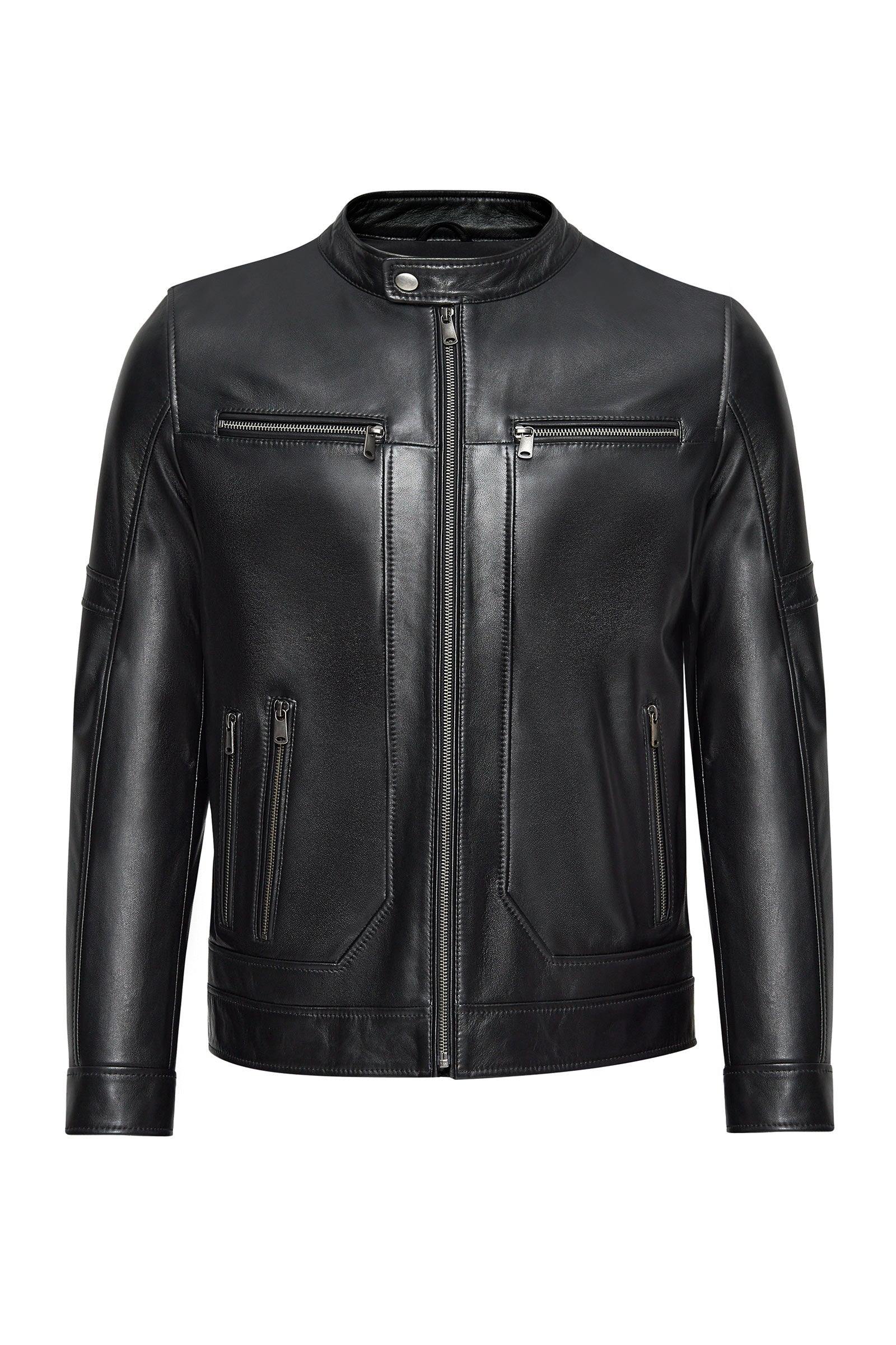 Men's Black Collar Judge Leather Jacket