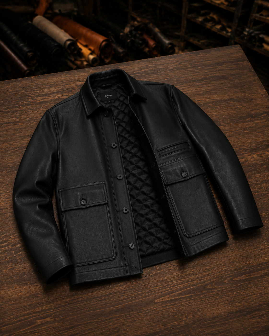 Men’s Black Contrast Stitch Utility Jacket