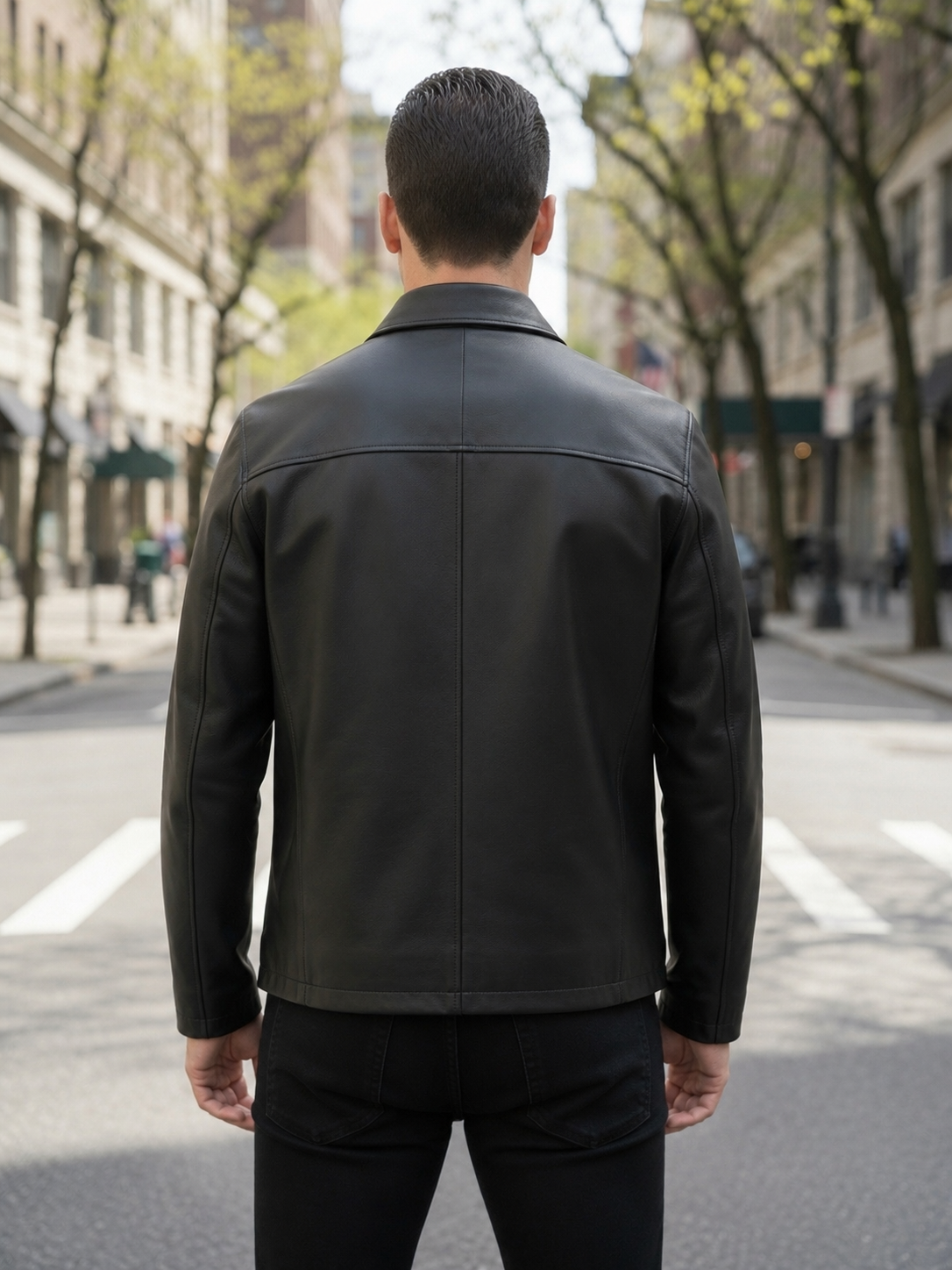 Men’s Premium Matte Black Leather Shirt Jacket