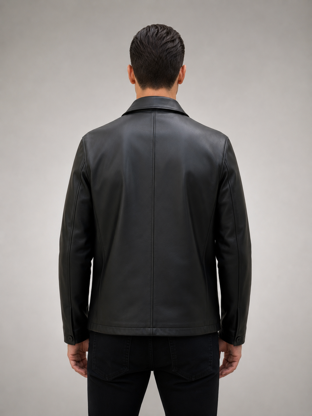 Men’s Premium Matte Black Leather Shirt Jacket
