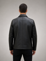 Men’s Premium Matte Black Leather Shirt Jacket
