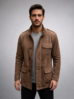 Men's Vintage Tan Suede Leather Field Jacket