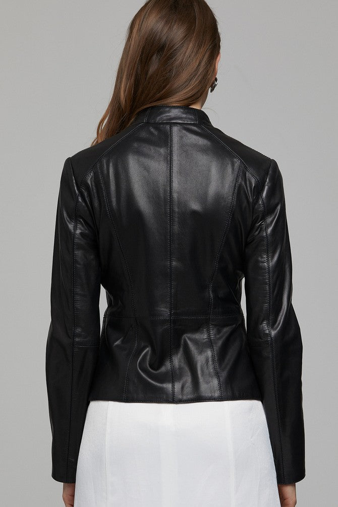Mia Black Motor Bike Stylish Leather Jacket for Women