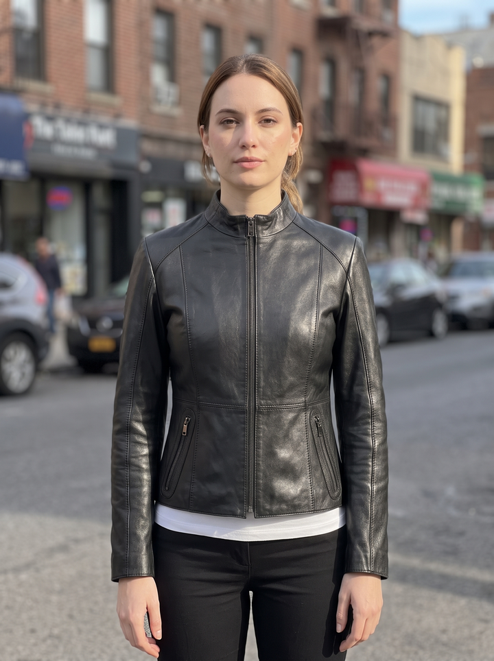 Mia Black Motor Bike Stylish Leather Jacket for Women