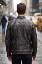 Mike Brown Waxed Leather Jacket For Men