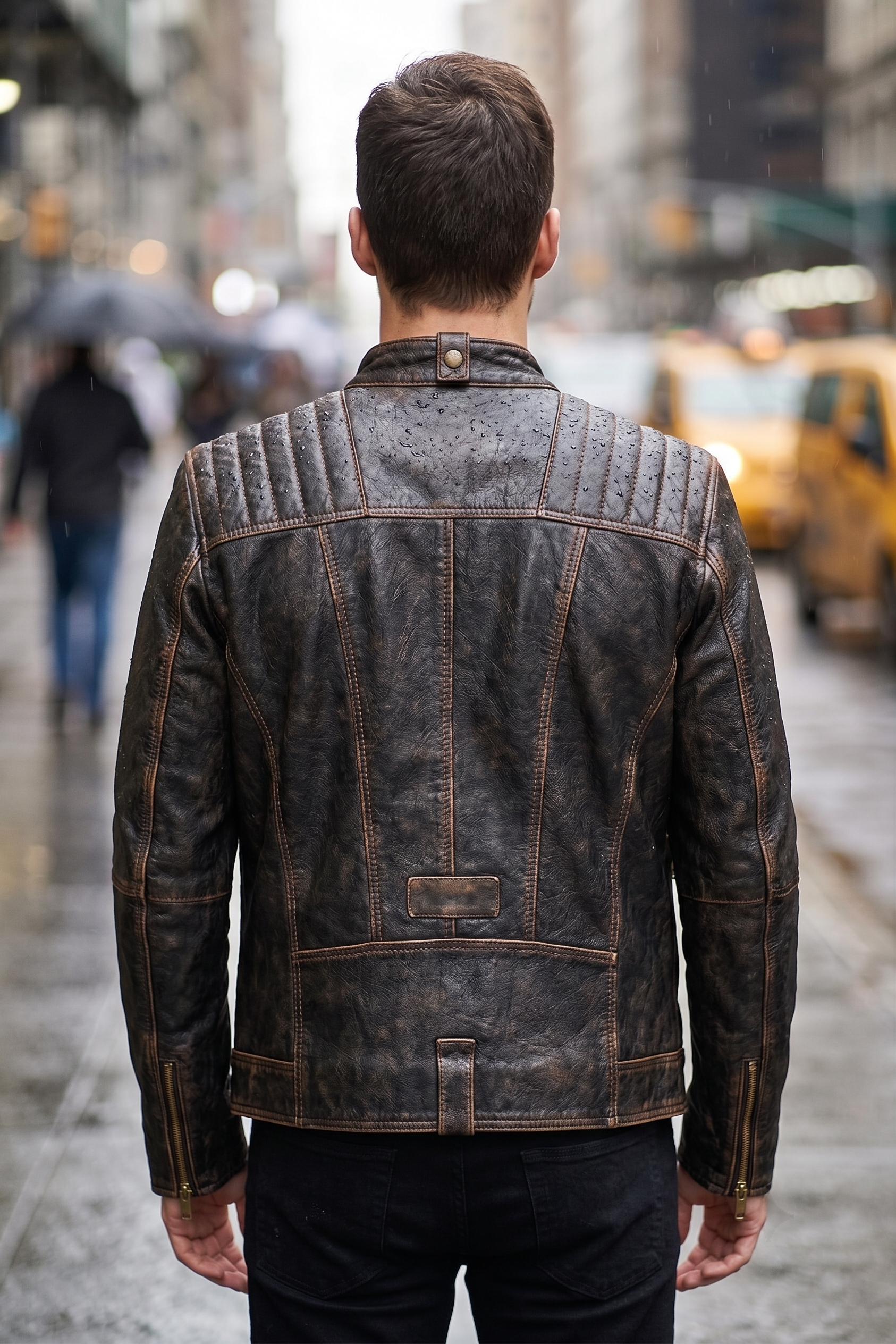 Mike Brown Waxed Leather Jacket For Men