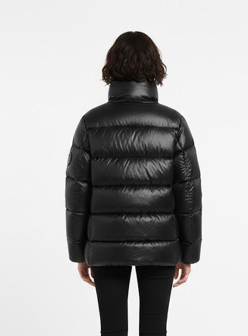 MikhailWomen_sGlossyBlackQuiltedPufferJacket