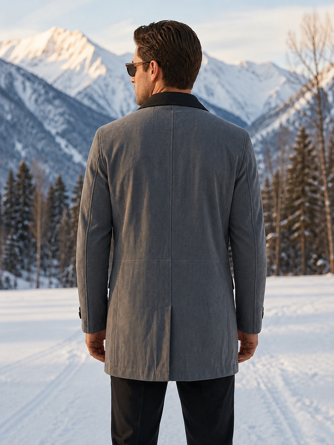 Mikhail Grey Suede Fireman Jacket with Metal Clasps
