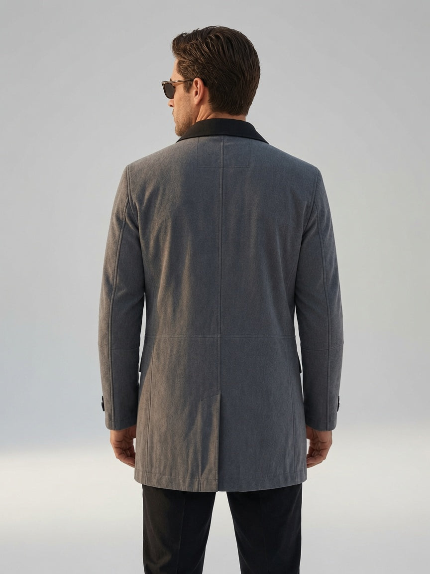 Mikhail Grey Suede Fireman Jacket with Metal Clasps