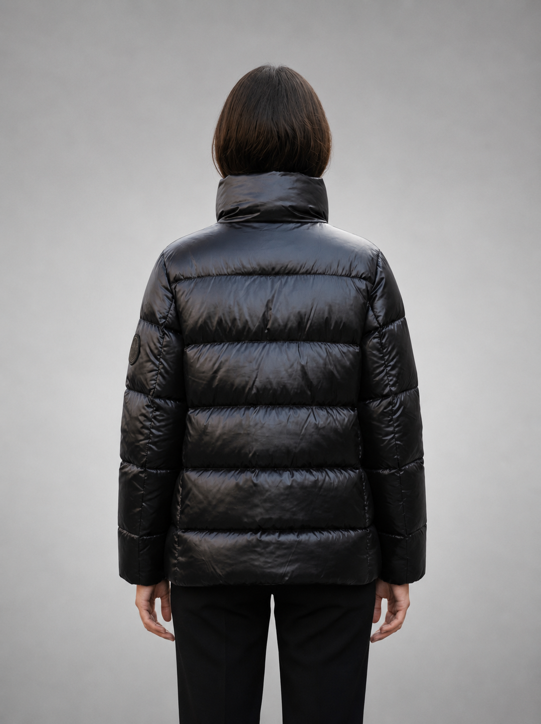 Mikhail Women’s Glossy Black Quilted Puffer Jacket