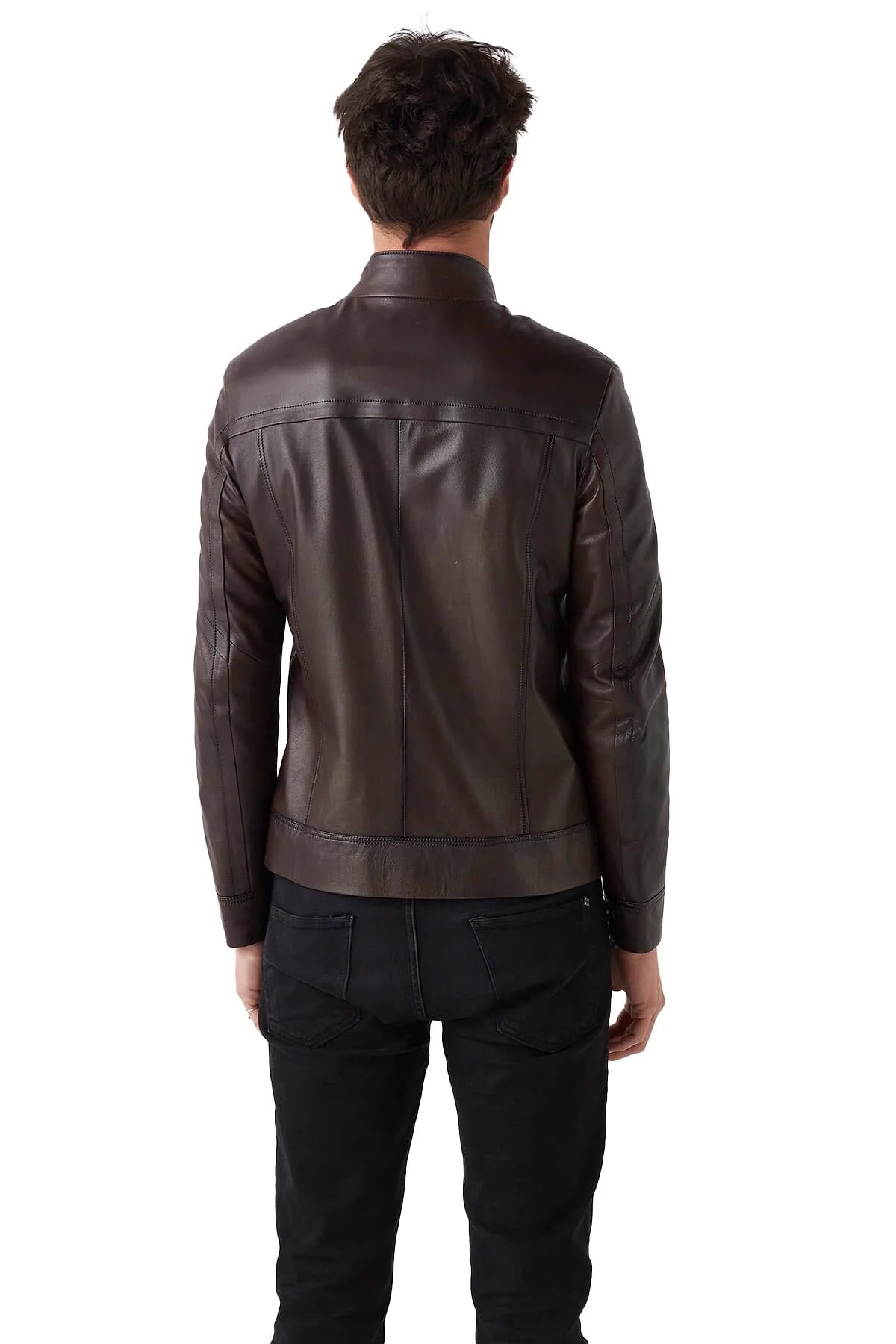 Hudson Cafe Racer Brown Leather Jacket For Men