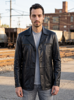 Modern Black Leather Jacket For Men