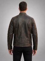 Morant Men's Vintage Slim-Fit Brown Leather Jacket