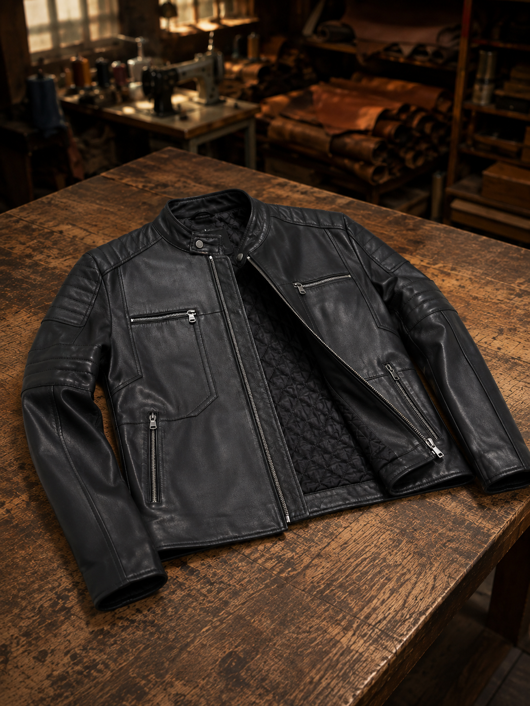 Morant Black Judge Collar Men's Leather Jacket