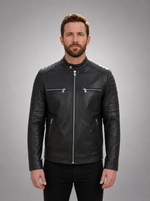 Morant Black Judge Collar Men's Leather Jacket