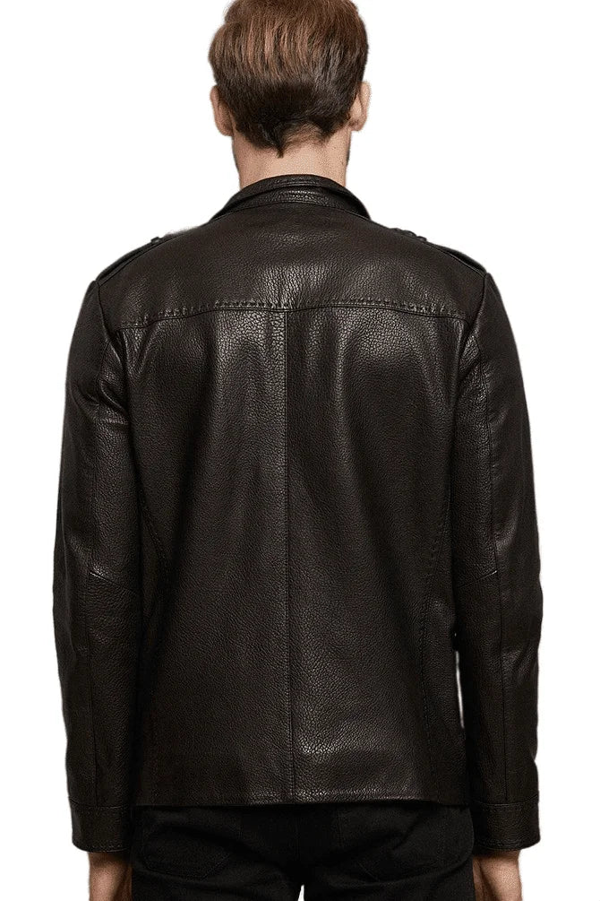 Ernest Black Leather Coat For Men