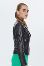 Black Olivia Leather Jacket For Women's