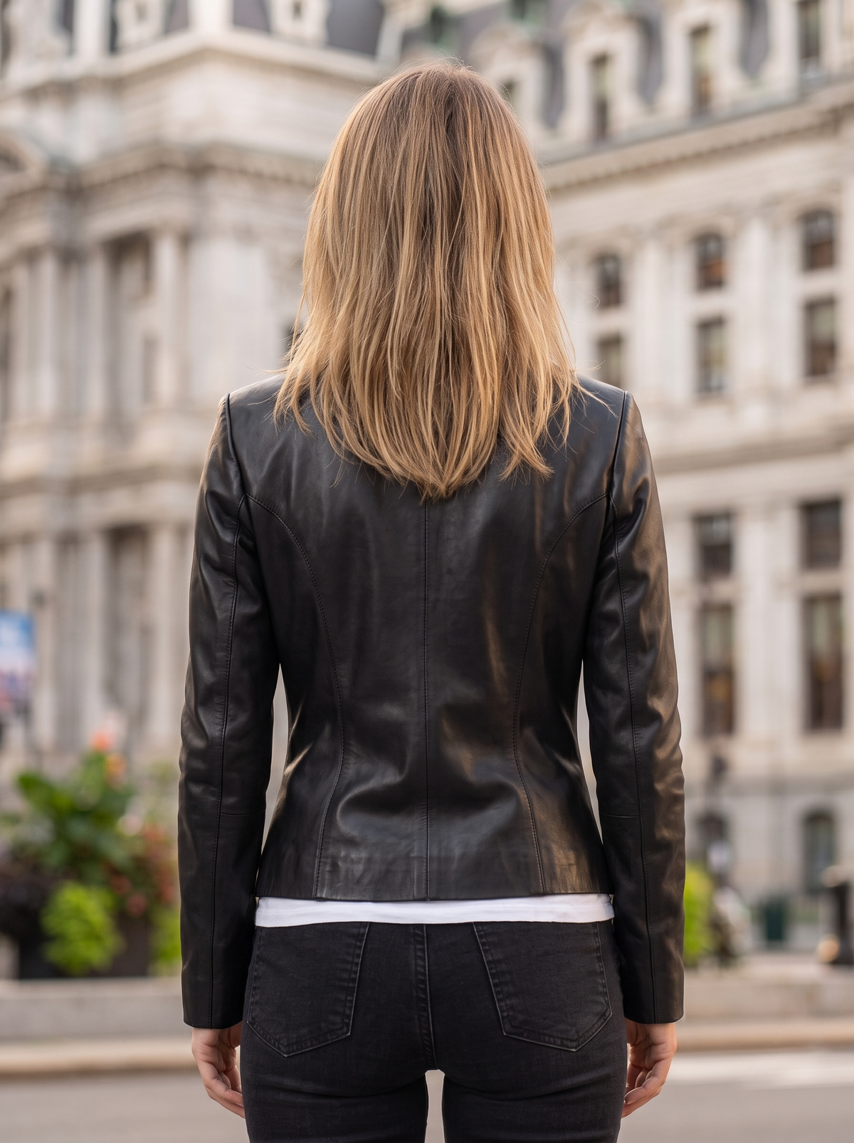 Navaeh Black Motor Biker Leather Jacket For Women
