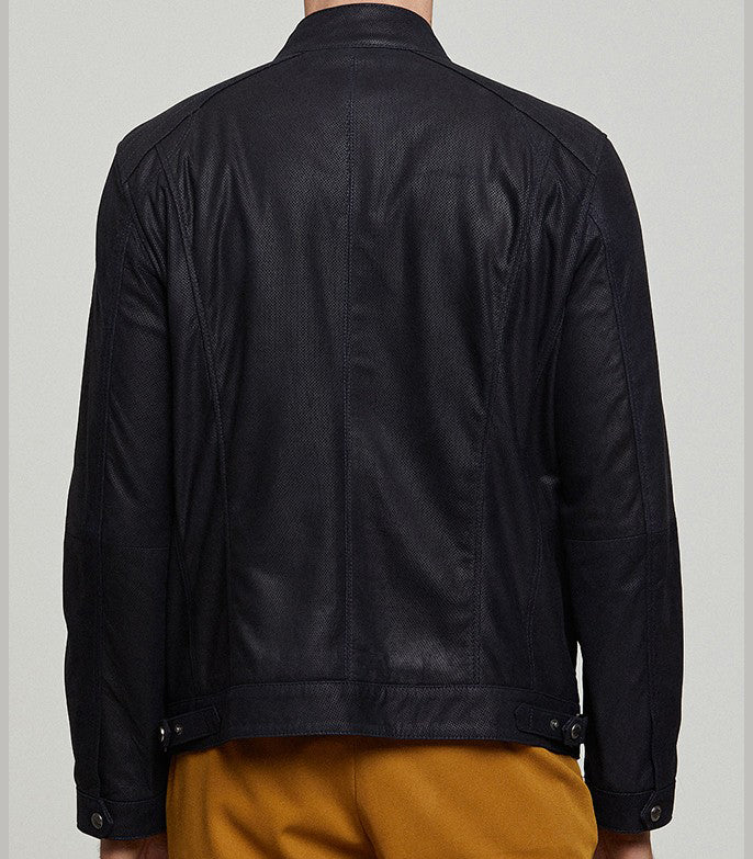 Navy Blue Maxim Men Leather Jacket