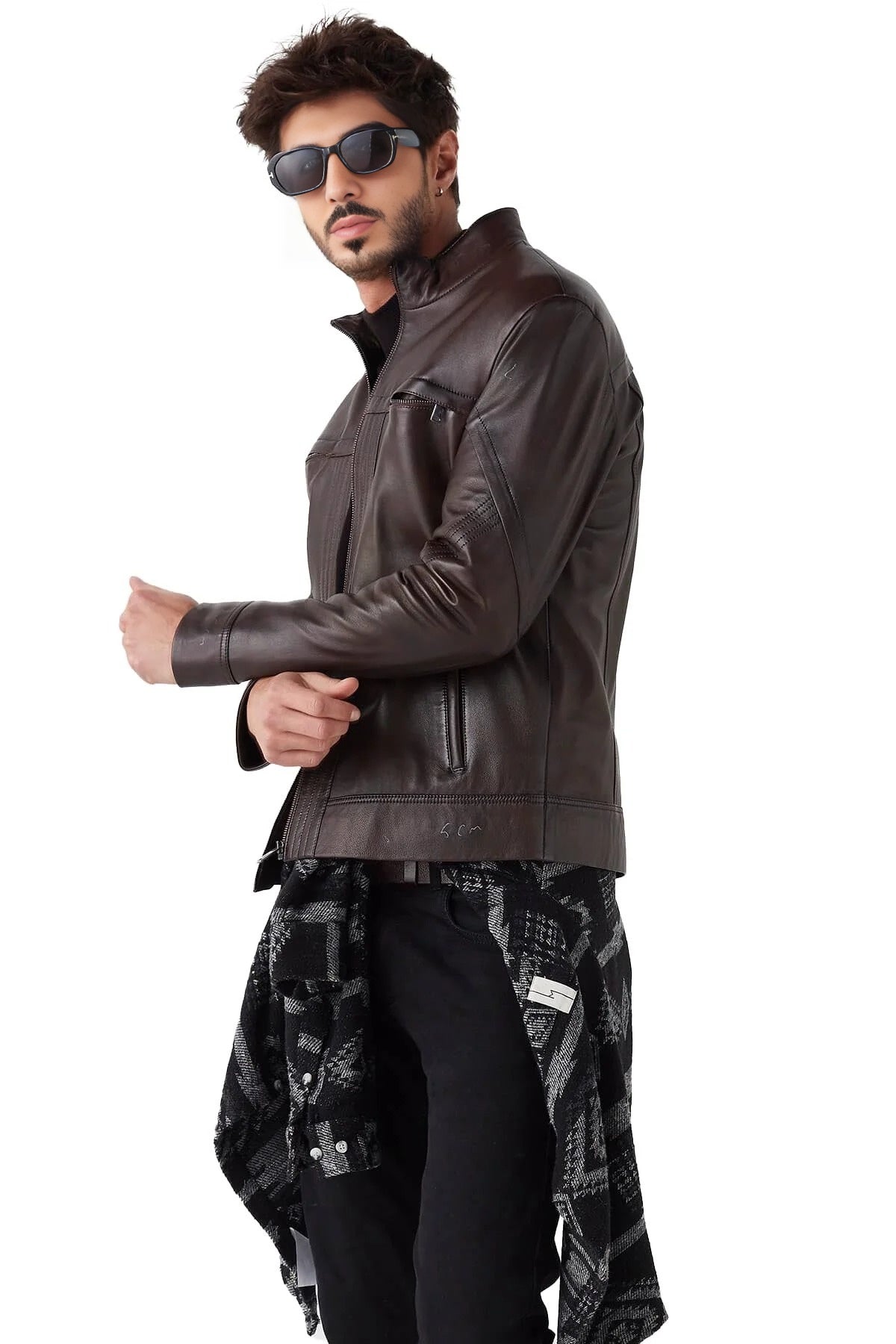 Hudson Cafe Racer Brown Leather Jacket For Men