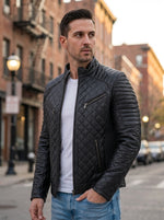 Noah Black Quilted Leather Jackert For Men