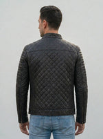 Noah Black Quilted Leather Jackert For Men