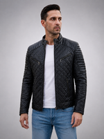 Noah Black Quilted Leather Jackert For Men