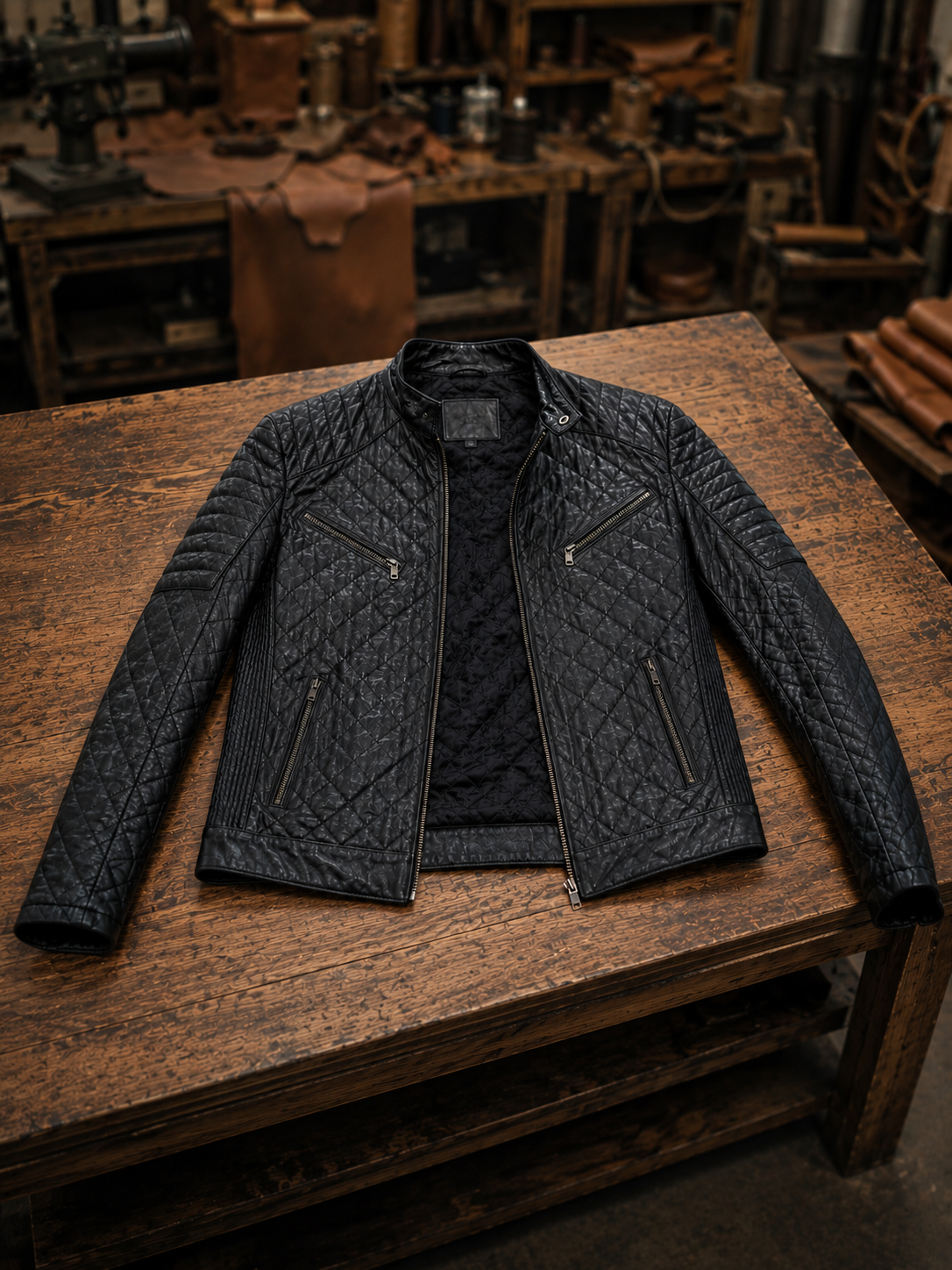 Noah Black Quilted Leather Jackert For Men