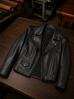 Notched Black Leather Biker Jacket For Women
