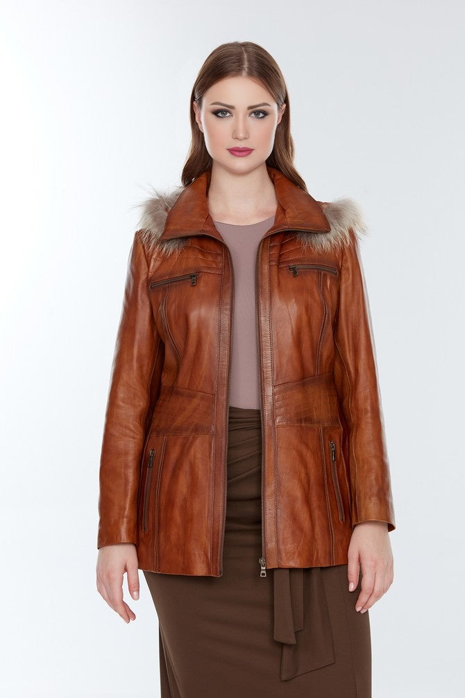 Women Brown Leather Jacket