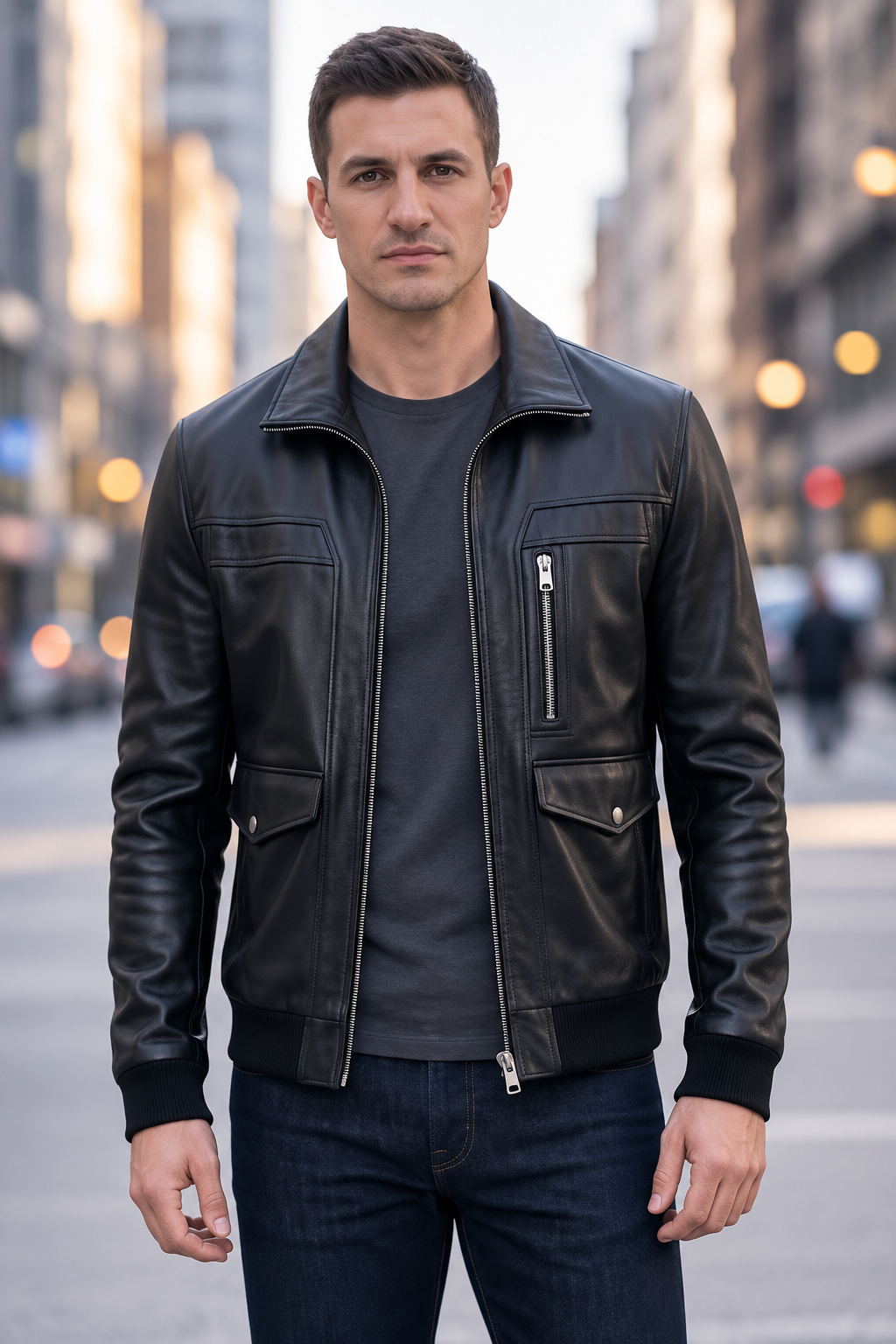 Obsidian Edge Black Leather Jacket