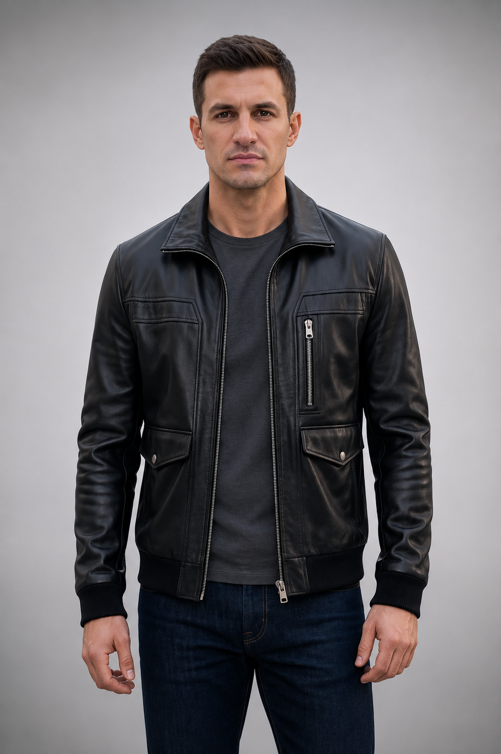 Obsidian Edge Black Leather Jacket