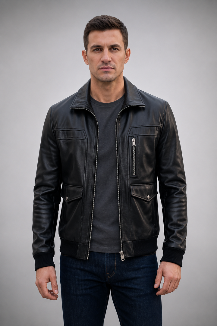 Obsidian Edge Black Leather Jacket