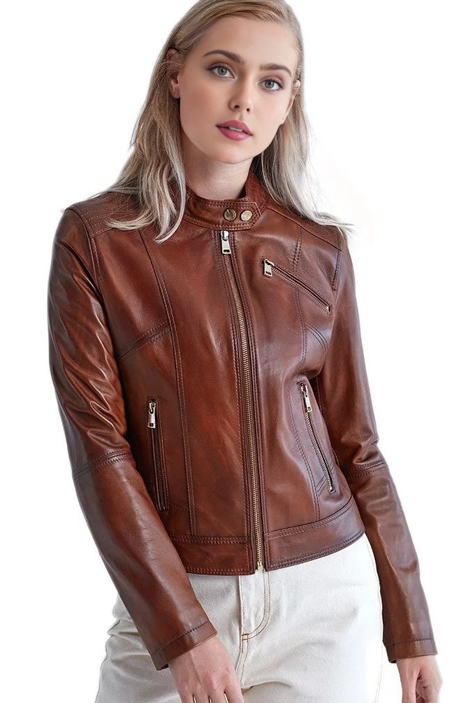 Catherine Brown Real Leather Jacket For Men