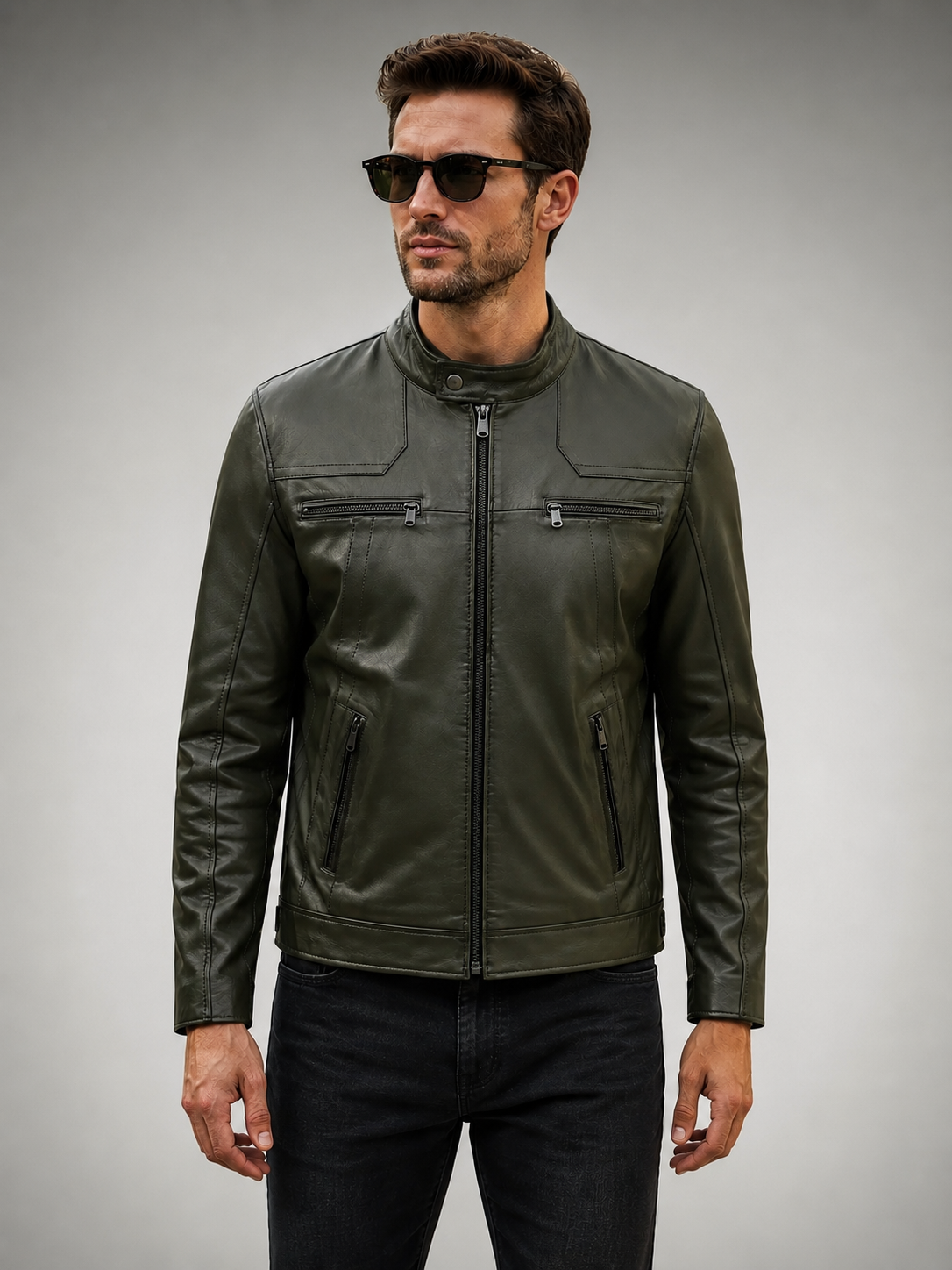 Olive Valor Premium Leather Jacket