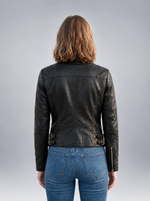 Olivia Black Bike Rider Leather Jacket For Women