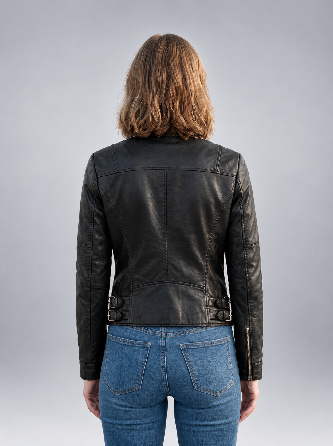 Olivia Black Bike Rider Leather Jacket For Women