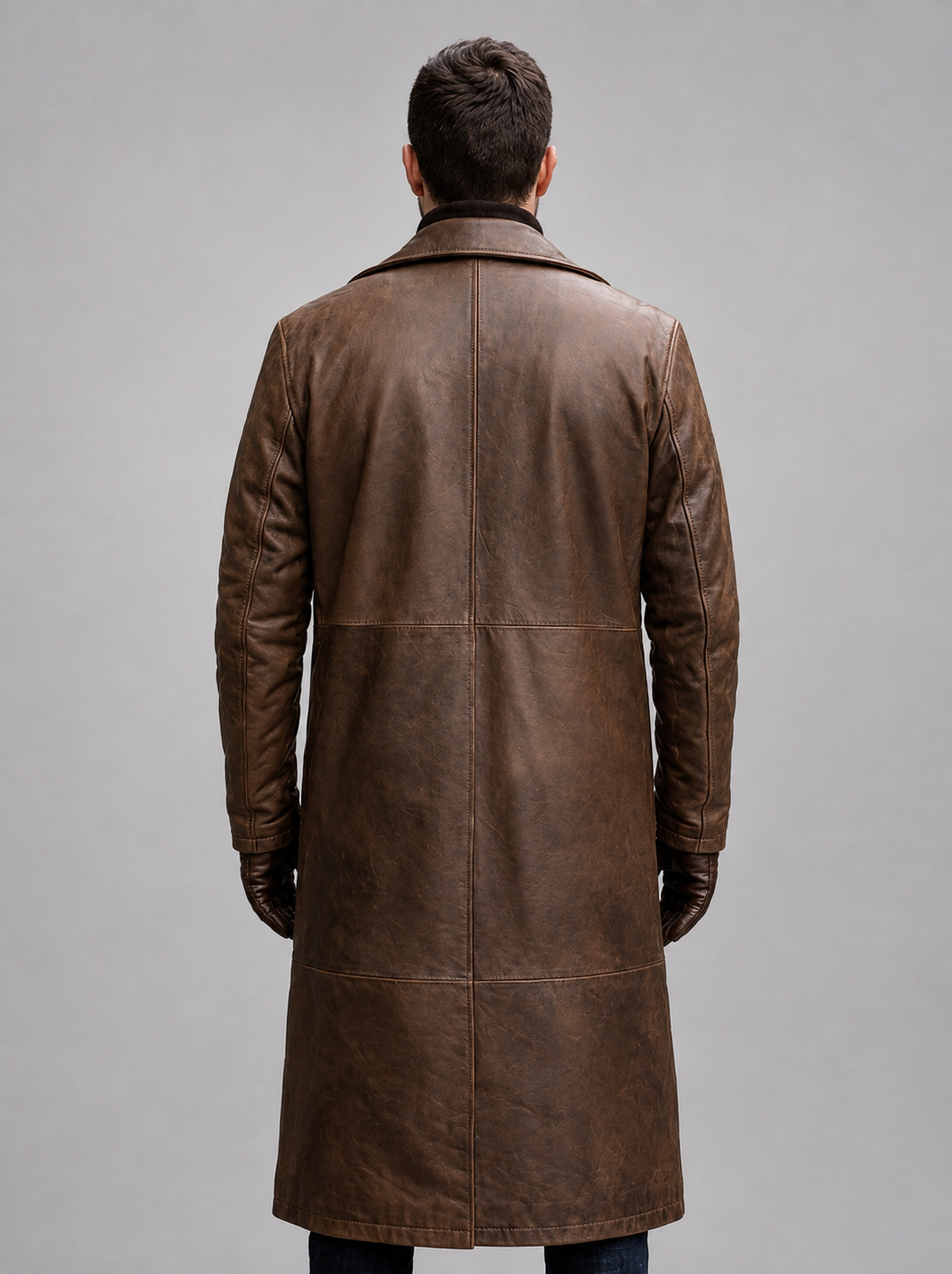 Orlando Waxed Brown Leather Coat For Men